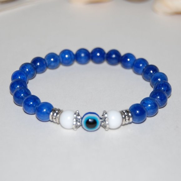 Evil Eye Bracelet,Blue Gemstone Bracelet,Blue Evil Eye Bracelet,Hamsa Bracelet - Picture 3 of 3